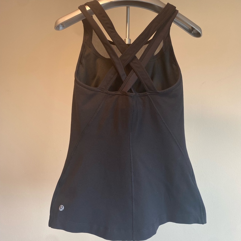 Lululemon All Sport Support Tank Top Sports Bra Black / Mini Coast Camo Size: 0 - Picture 8 of 9